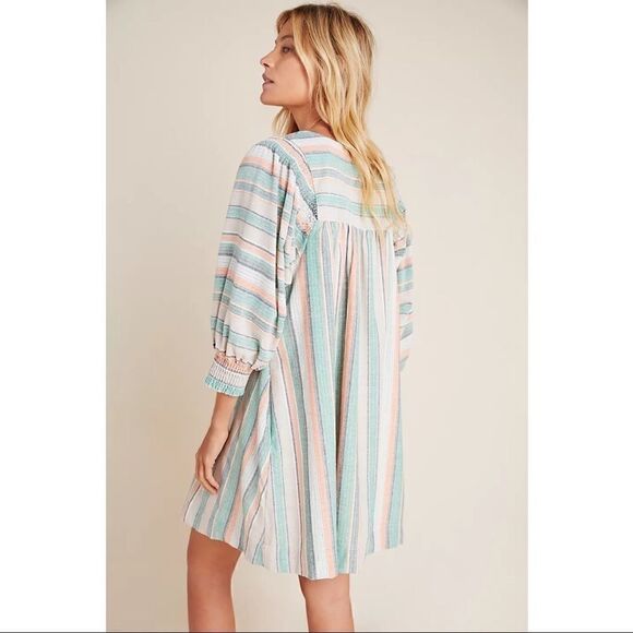 NEW Anthropologie The Odells Perla Smocked Shoulder V-Neck Mini Dress X-Small - Picture 2 of 5